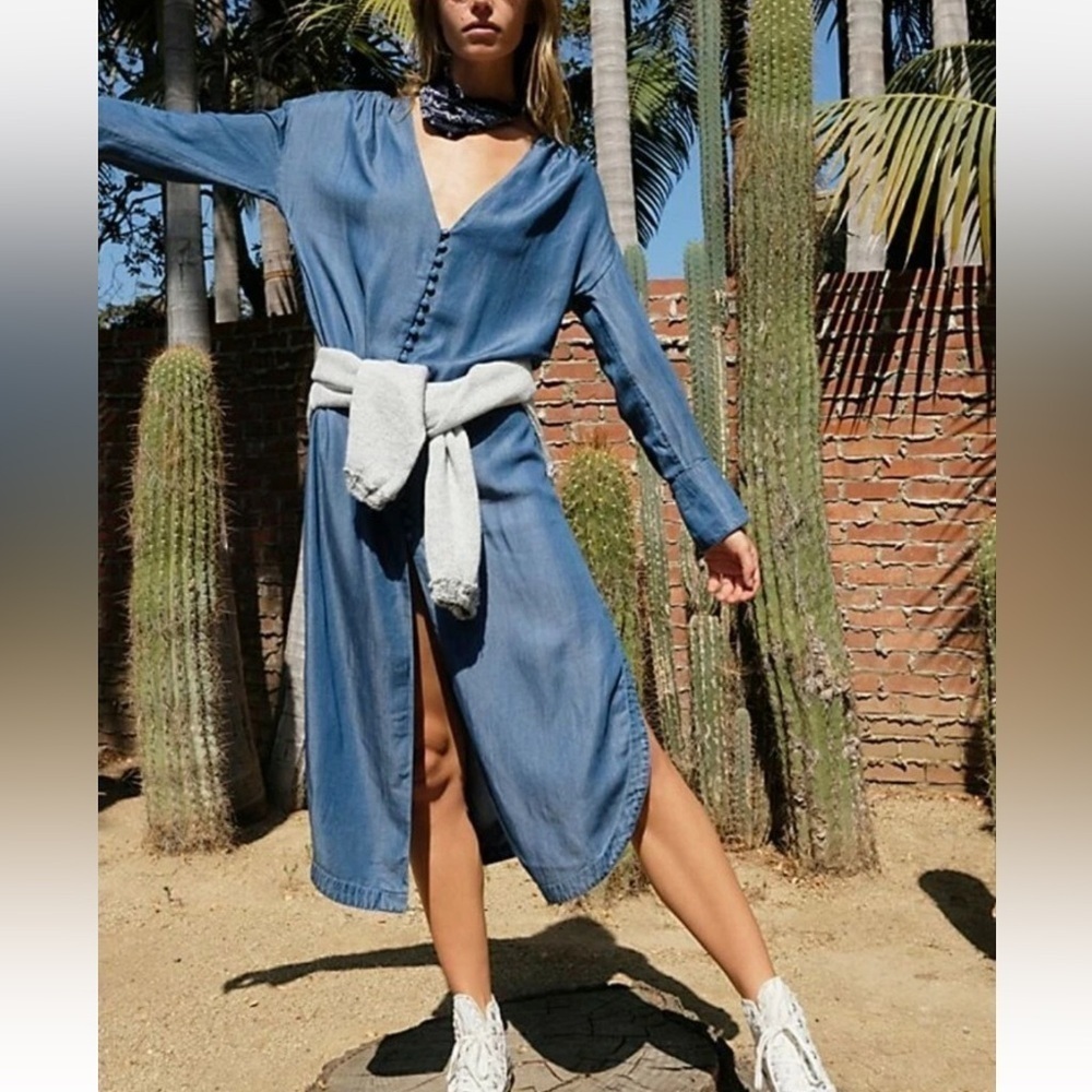 Free People shirt dress long sleeve maxi